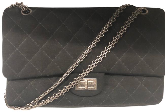 Chanel 255 Reissue Quilted Black Jersey Shoulder Bag 