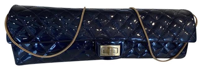 Chanel 255 Reissue Quilted East West Blue Patent Leather Shoulder Bag 