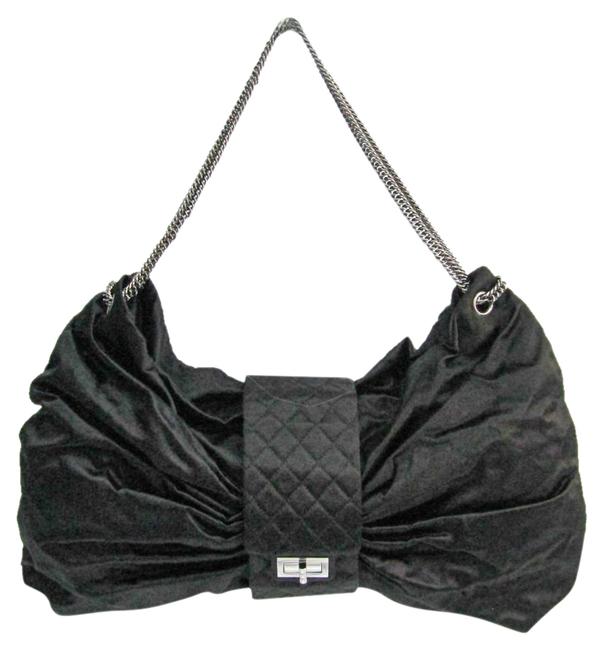 Chanel 255 Reissue Ribbon Women's Black Satin Shoulder Bag 