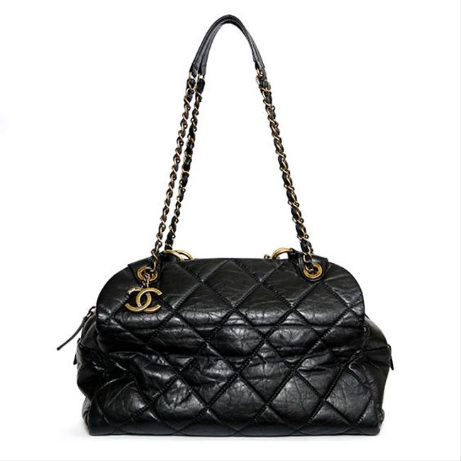Chanel 2way Handbag Ladies Black Leather Shoulder Bag 