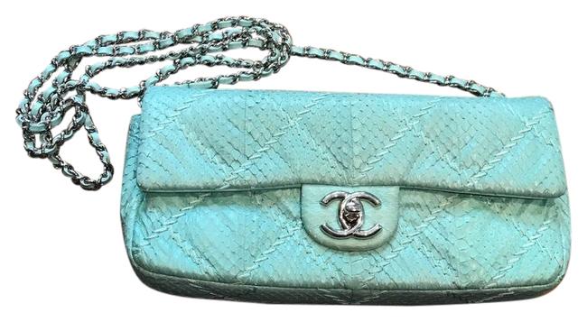 Chanel A68154y07504 Light Turquoise Snakeskin Leather Shoulder Bag 