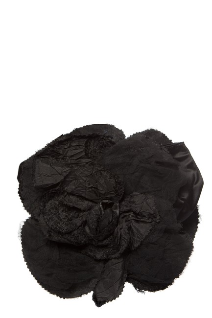 Chanel &amp Tulle Camellia Black Satin Shoulder Bag 
