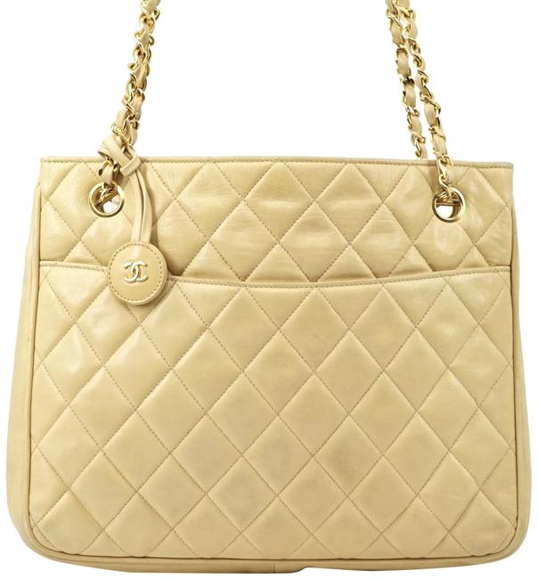 Chanel Beige Leather #2139c36 Cream Shoulder Bag 