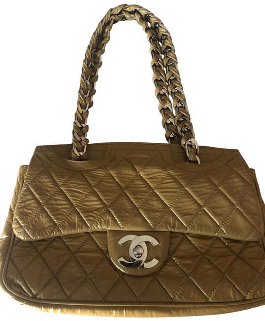 Chanel Beige Patent Leather Shoulder Bag 