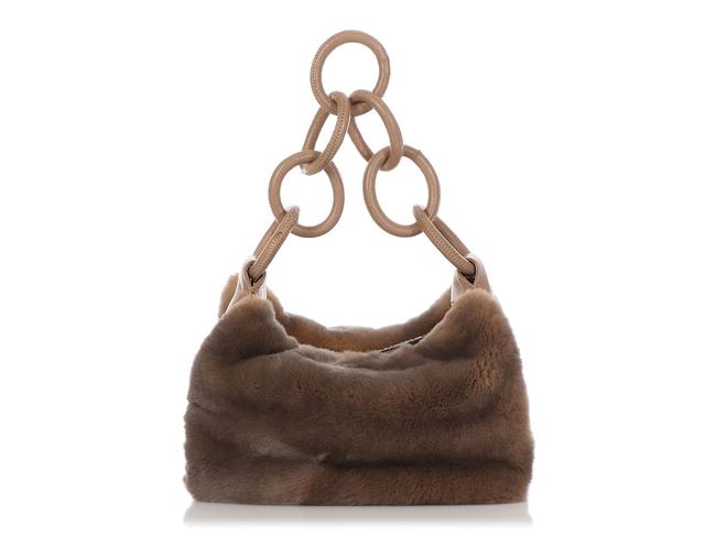 Chanel Beige Rabbit Fur Shoulder Bag 