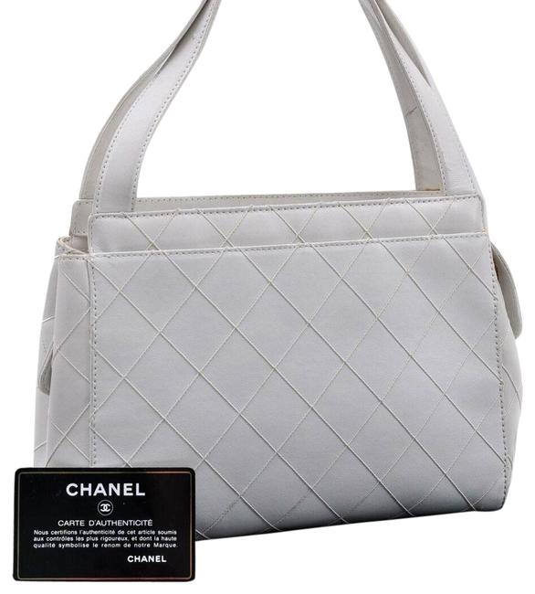 Chanel Bicolore White Calfskin Leather Shoulder Bag 
