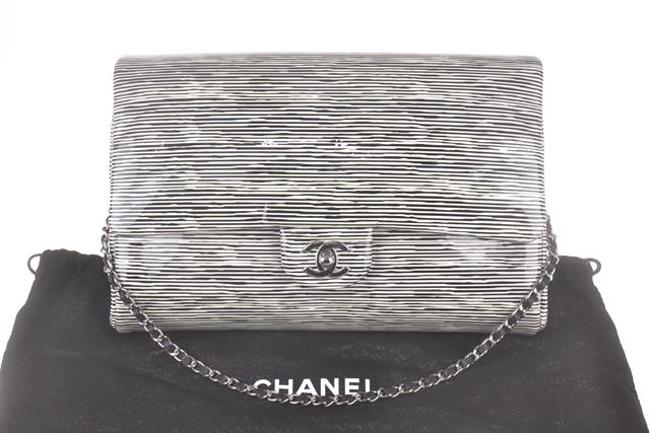 Chanel Black and White Patent Leather Shoulder Bag 