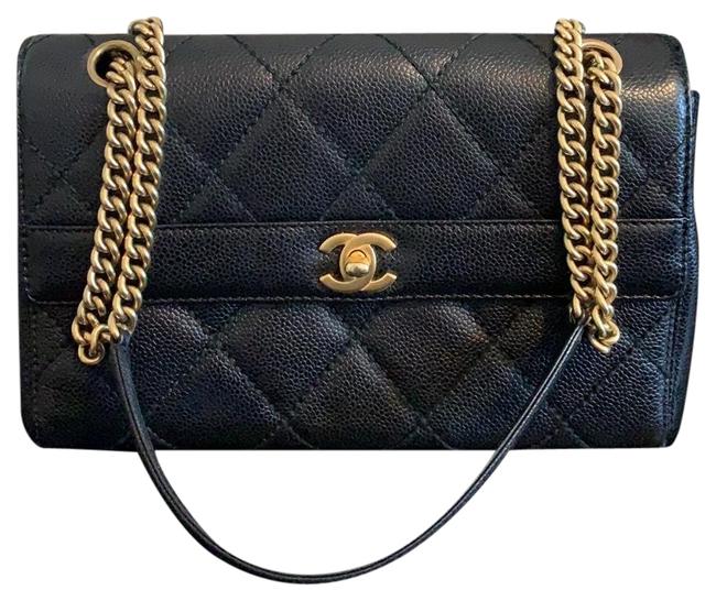 Chanel Black Caviar Leather Shoulder Bag 