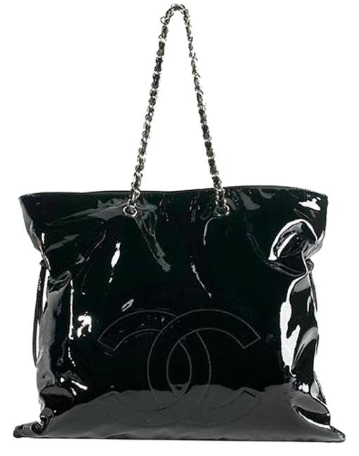 Chanel Bon Bon Tote Black Patent Shoulder Bag 