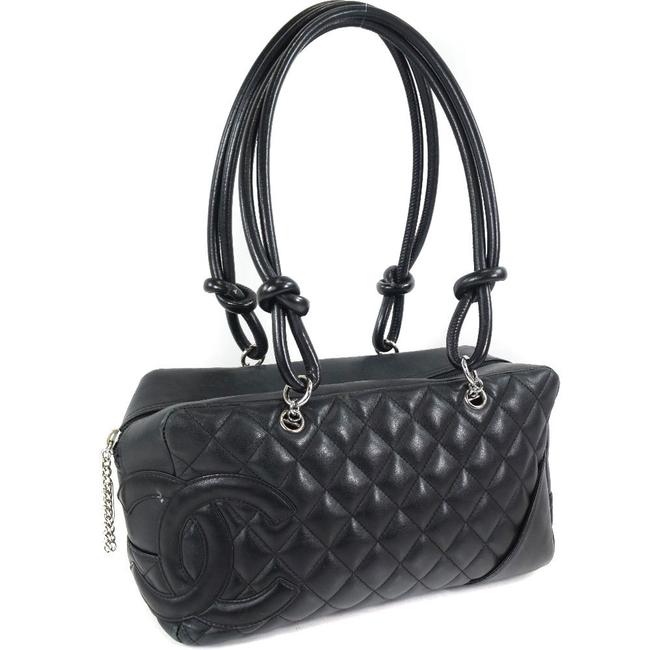 Chanel Bowling Cambon Calf Ladies Black Shoulder Bag 