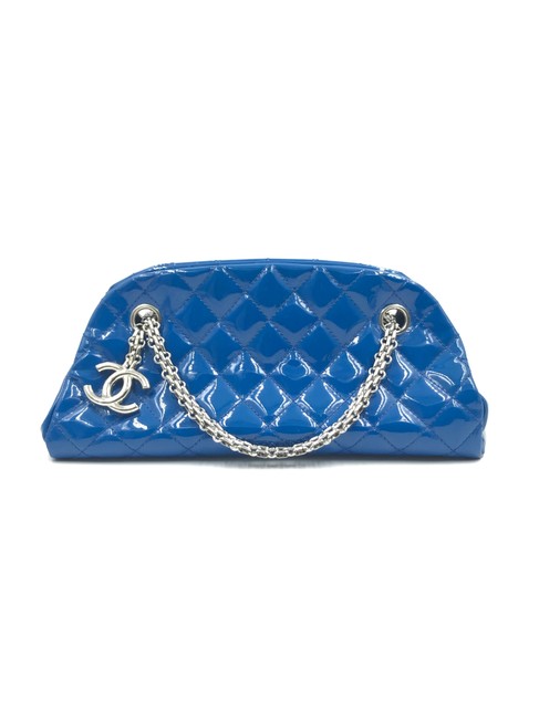 Chanel Bowling Mademoiselle Blue Patent Leather Shoulder Bag 