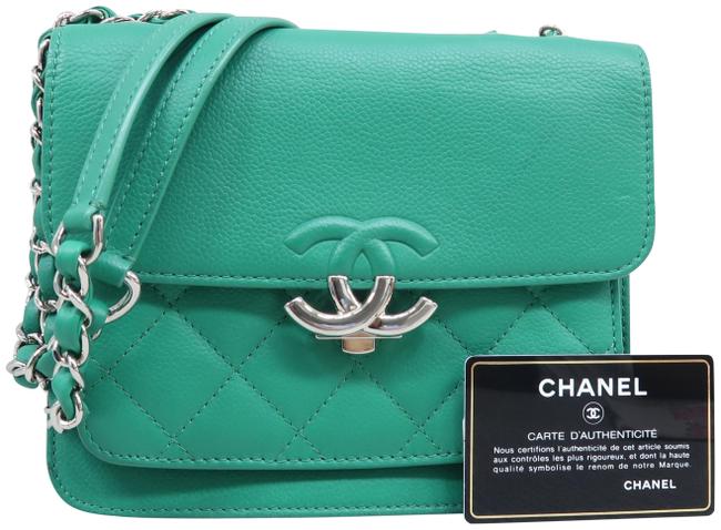 Chanel Box Cc Small Green Caviar Shoulder Bag 