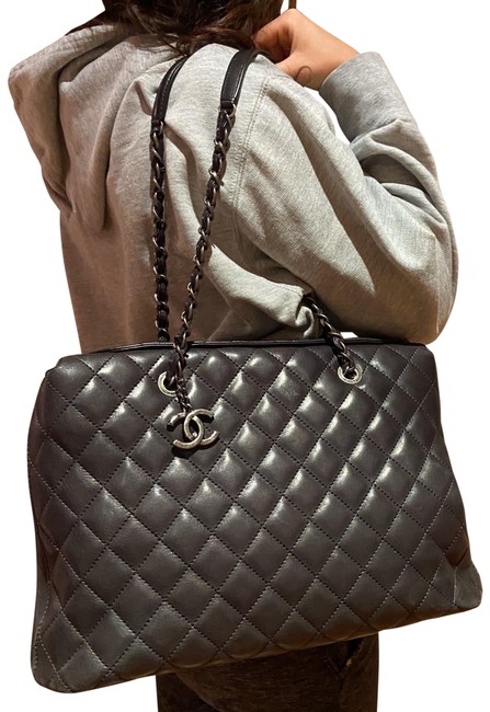 Chanel Box Dark Charcoal Leather Shoulder Bag 