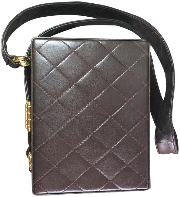 Chanel Box Quilt Brown Lambskin Leather Shoulder Bag 