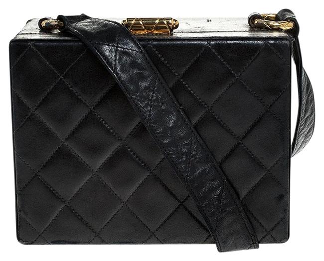 Chanel Box Quilted Vintage Black Leather Shoulder Bag 