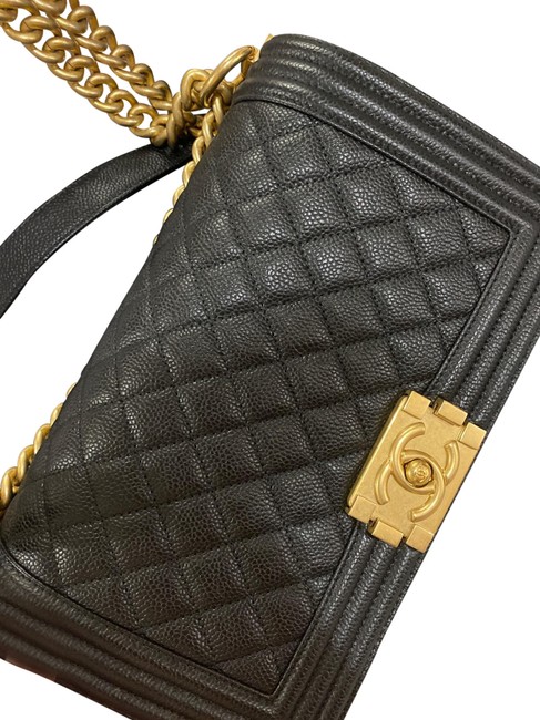 Chanel Boy Black Gold Shoulder Bag 