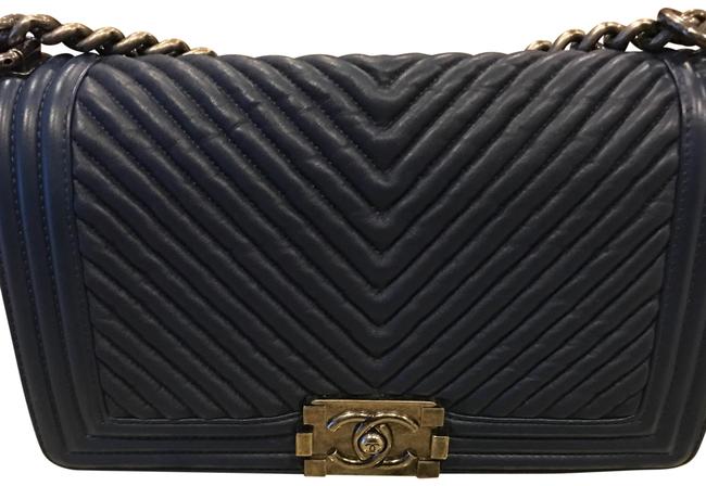 Chanel Boy Le Old Medium Blue Shoulder Bag 