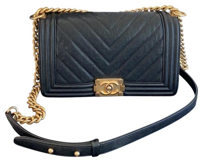 Chanel Boy Medium Black Leather Shoulder Bag 