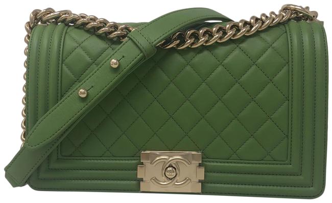 Chanel Boy Medium Green Shoulder Bag 
