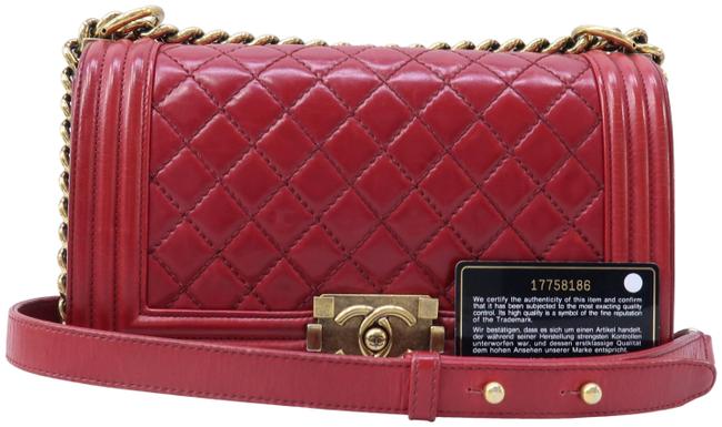 Chanel Boy Medium Leather Red Calfskin Shoulder Bag 