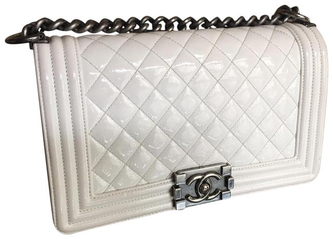 Chanel Boy Medium Old Le Flap White Color Shoulder Bag 
