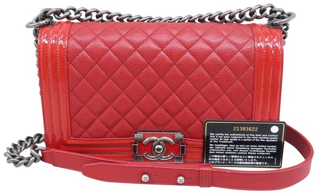 Chanel Boy Medium Red Calfskin Leather Shoulder Bag 