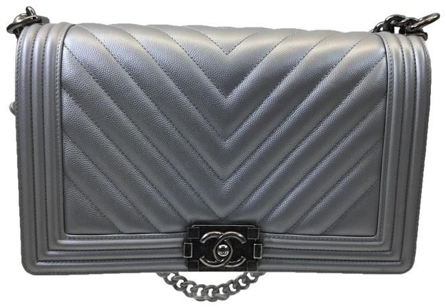 Chanel Boy Nwot Silver Leather Shoulder Bag 