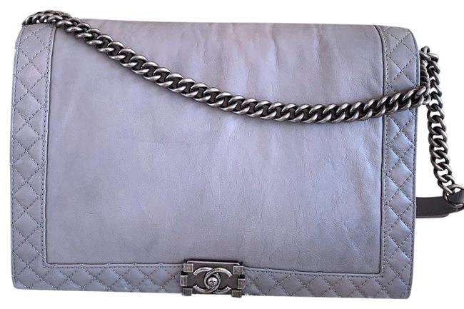 Chanel Boy XL Reverso Gray Calfskin Shoulder Bag 