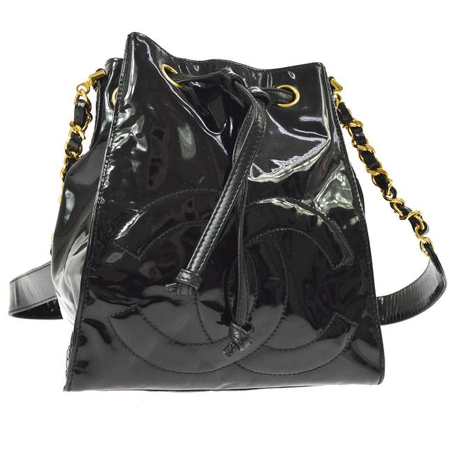Chanel Bucket Black Patent Leather Shoulder Bag 