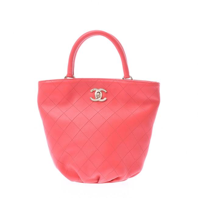 Chanel Bucket Gold Hardware Ladies Calf 2way Red Color Leather Shoulder Bag 