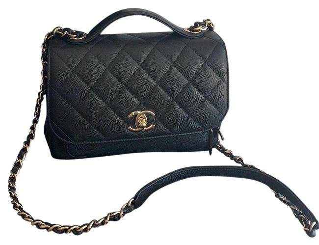 Chanel Business Affinity Medium Black Caviar Leather Shoulder Bag 