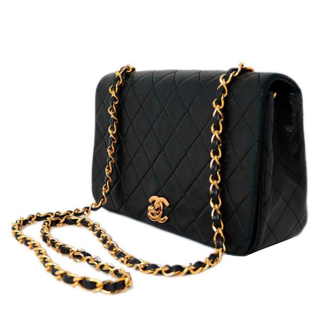 Chanel Calfskin Matrasse Chain 23 Cm Gold Hardware Black Shoulder Bag 