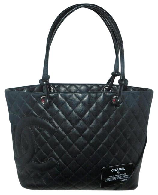 Chanel Cambon Calfskin Quilted B111 Black Calf Leather Shoulder Bag 