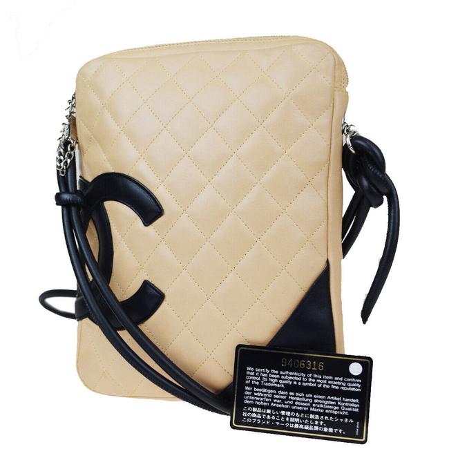 Chanel Cambon Cc In Italy Beige Leather Shoulder Bag 