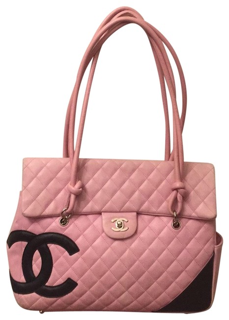Chanel Cambon TotePinkBlack Shoulder Bag 