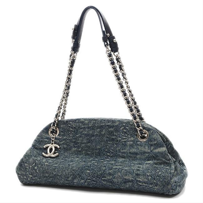 Chanel Camellia Chain A66904 Blue Denim Shoulder Bag 