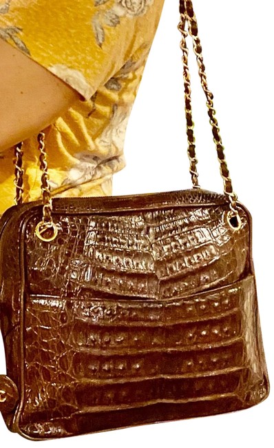 Chanel Camera Rare Brown Crocodile Skin Leather Shoulder Bag 