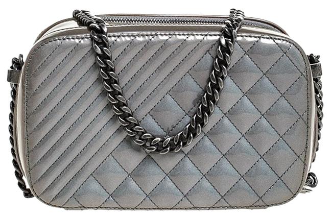 Chanel Camera Case Ombre Boy Small Coco Grey Patent Leather Shoulder Bag 