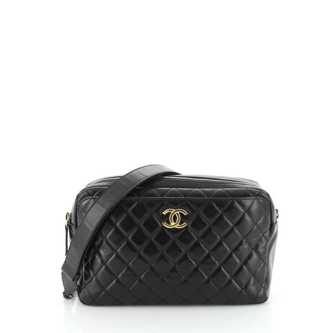 Chanel Camera Case Quilted Glazed Calfskin Small Black Leather Shoulder Bag 