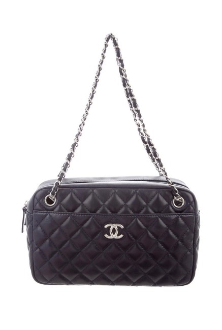 Chanel Camera Navy Blue Lambskin Leather Shoulder Bag 