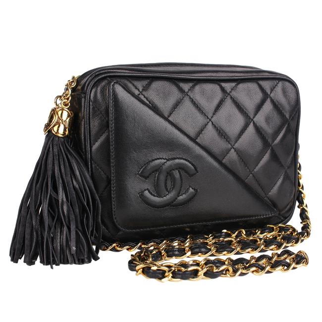 Chanel Camera Quilted Excellent Condition 8347 Black Leather Shoulder Bag 