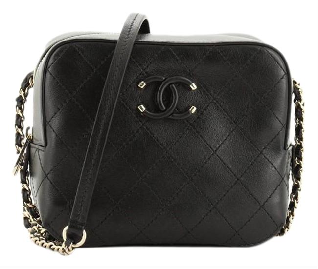 Chanel Case Camera Covered Cc Stitched Calfskin Black Leather Shoulder Bag 