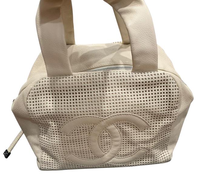 Chanel Caviar Handbag Beige Leather Satchel 