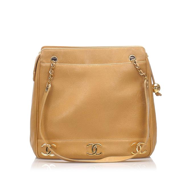 Chanel Cc Chain Brown Lambskin Leather Shoulder Bag 