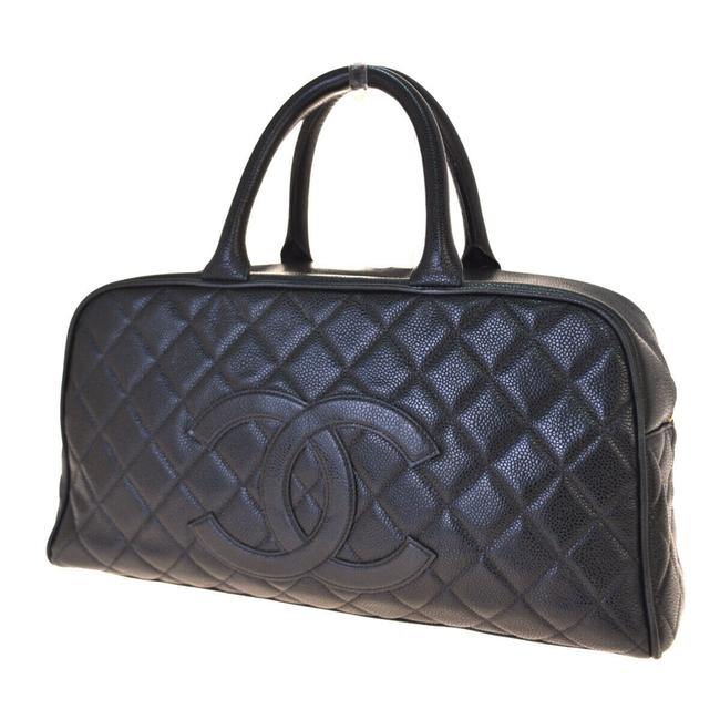Chanel Cc Chain Vinta Black Caviar Skin Leather Shoulder Bag 