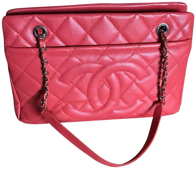Chanel Cc Dark Pink Caviar Leather Shoulder Bag 