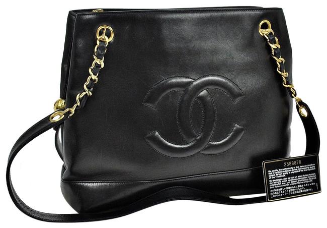 Chanel Cc Leather Black Lamb Shoulder Bag 