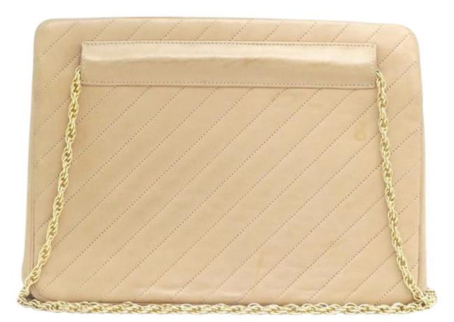 Chanel Cc Lock Chain Beige Lamb Skin Shoulder Bag 