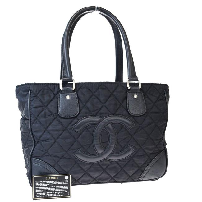 Chanel Cc Logo In Italy Black Nylon Leather Shoulder Bag 