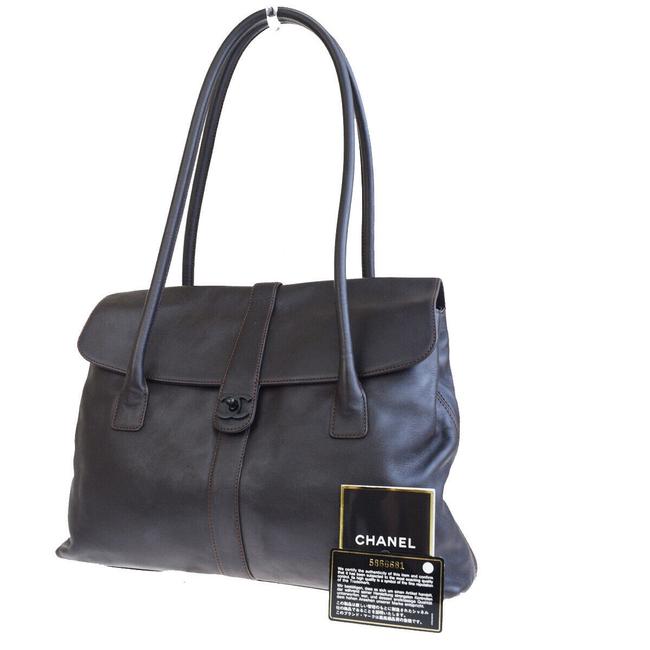 Chanel Cc Logos Italy Vintage Brown Leather Shoulder Bag 